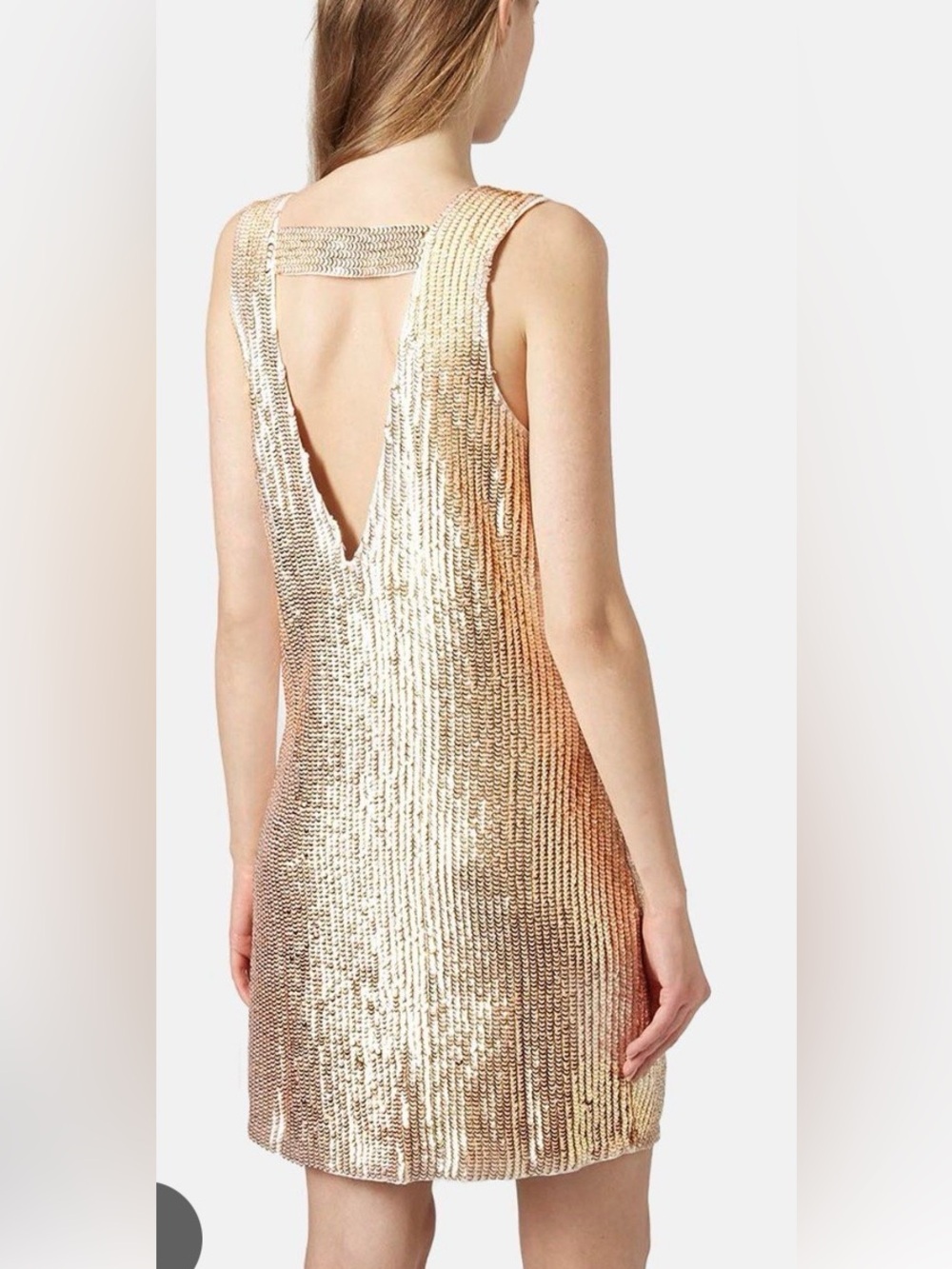 Topshop Gold Sequin Backless V-Back Mini Dress